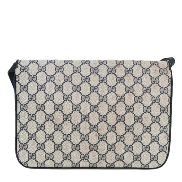 GUCCI GG Supreme Shoulder Bag Pvc Leather Navy Gold - Picture 3 of 16